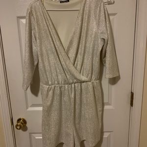 Silver/glitter and white romper shorts